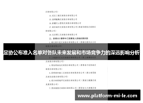 足协公布准入名单对各队未来发展和市场竞争力的深远影响分析